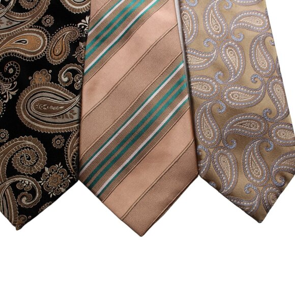 TIE SALE 3 Saxony Ties Neckties Striped / Paisley / Silk / Vintage / EUC PRINTS - Picture 2 of 9